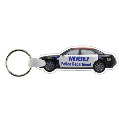 Soft Vinyl Police Car Key Chains | Full Color Custom Key Tags | USA Made & Union Printed