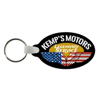 Soft Vinyl Oval Key Chains w/Tab 2.87" x 1.64" | Custom Full Color Key Tags | USA Made