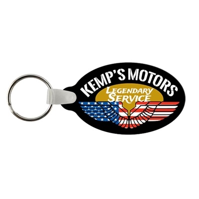 Soft Vinyl Oval Key Chains w/Tab 2.87" x 1.64" | Custom Full Color Key Tags | USA Made