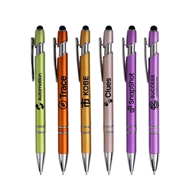 Alex II Click Action Pen with Stylus | Soft-Touch Plastic & Chrome Accents