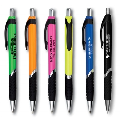 Tropical Click Pen | Vibrant Colors, Rubber Grip & Chrome Trim, Ideal for Promotions
