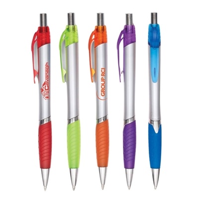 Drake Click Metallic Barrel Pen I Vibrant Colors, Rubber Grip & Textured Grip