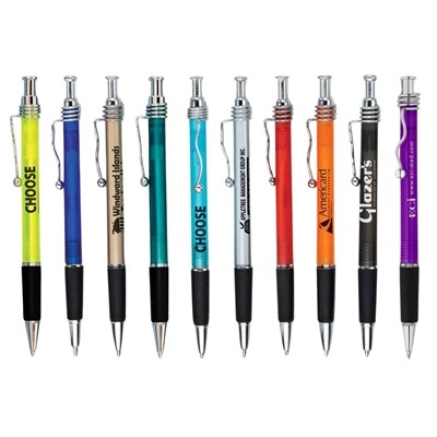 Spruce Click Pen I Customizable with Rubber Grip & Chrome Accents