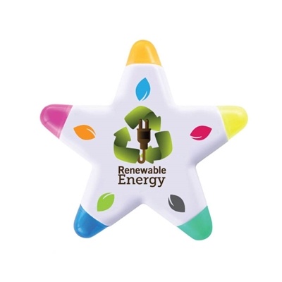 Star Shaped Highlighter | Full Color Custom Highlighter with 5 Color Tips