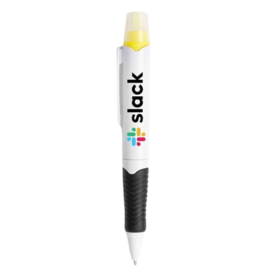 Black Grip Pen with Yellow Highlighter â€“ Affordable I Full Color Custom imprint