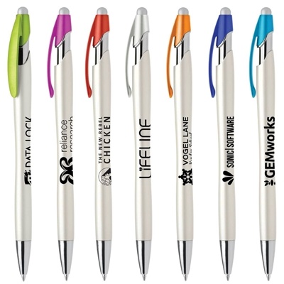 La Jolla Pearl Pen with Stylus | Custom Promotional Pen with Logo