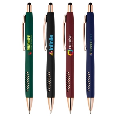 Avalon Softy Rose Gold Stylus Pen | Full Color Ink Jet Imprint | Comfortable & Stylish