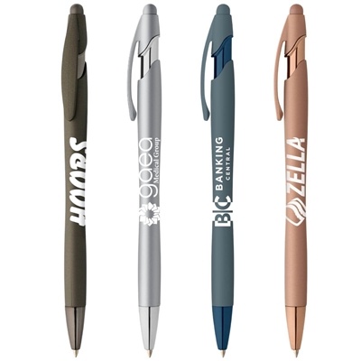 La Jolla Softy Monochrome Metallic Pen with Stylus | Custom 2-in-1 Pen for Branding