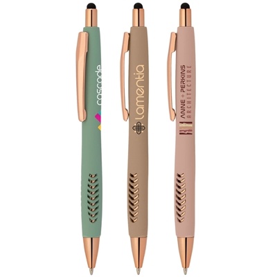 Avalon Softy Rose Gold Designer Pen with Stylus | Full Color Imprinting & Customization