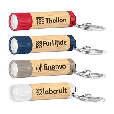 Bamboo LED Flashlight with Keyring | Custom Laser Engraving for Branding