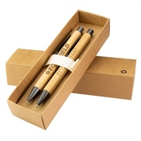 Bambowie Bamboo Gift Set | Full Color Laser Engraved Custom Pen & Pencil with Kraft Box
