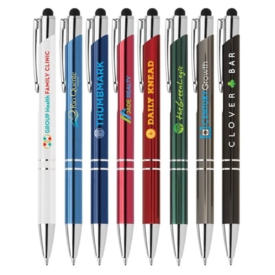 Custom Tres-Chic Metal Pen with Stylus | Full-Color Promotional Pen with Quick-Click