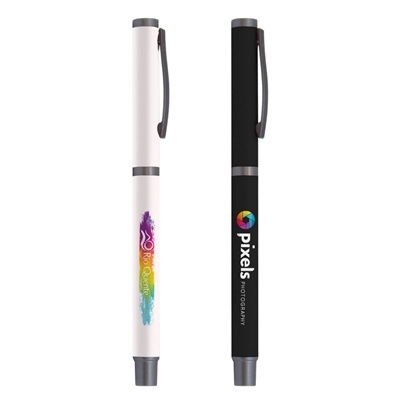 Bowie Softy Pen with Stylus | Full-Color Custom Pen with Soft-Touch Barrel and Premium Refill