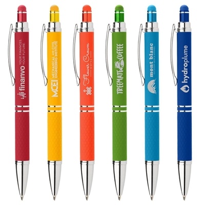 Phoenix Softy Brights with Stylus | Custom Laser Engraved Promotional Pen