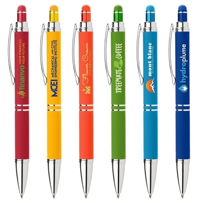 Phoenix Softy Brights Pen with Stylus | Custom Full-Color Ink Jet Pen with Chrome Trim