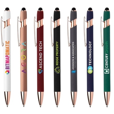 Ellipse Softy Rose Gold Classic Pen | Custom Full-Color Inkjet Imprint with Stylus