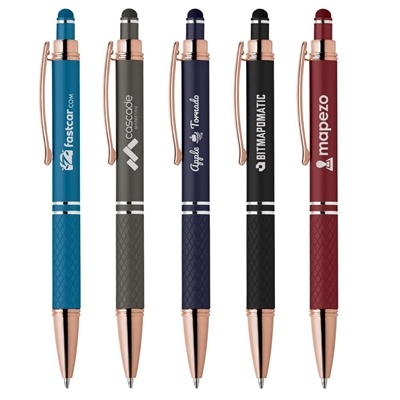 Phoenix Softy Rose Gold Pen with Stylus | Laser Engraving for Branding