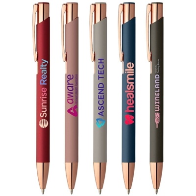 Crosby Softy Rose Gold Pen | Full-Color Custom imprint with Stylus Pen