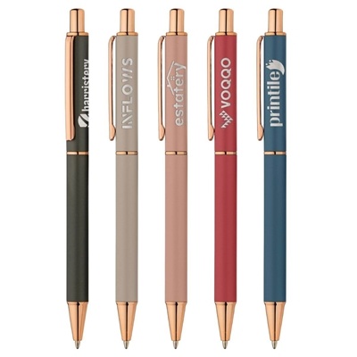 Duet Softy Rose Gold Pen | Elegant Promotional Pen with Laser Engraving