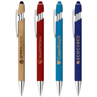 Ellipse Bamboo Pen with Stylus | Laser Engraved Eco Pen for Promotion