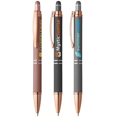 Phoenix Softy Rose Gold Gel Pen | Premium Full-Color Custom with Stylus Pen
