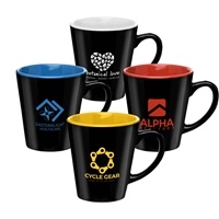 Two-Tone 12 oz Ceramic Mug | Custom Silk Screen Logo Imprint, Contrasting Colors