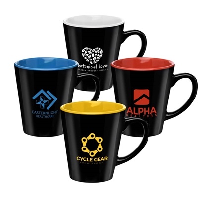 Two-Tone 12 oz Ceramic Mug | Custom Silk Screen Logo Imprint, Contrasting Colors