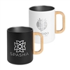 Vancouver Stainless Steel Double Wall Mug with Bamboo Handle | Premium Customization