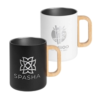 Vancouver Stainless Steel Double Wall Mug with Bamboo Handle | Premium Customization