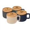 CafÃ© Virtuoso 12 oz. Ceramic Mug with Bamboo Lid | Custom Silk Screen Imprint