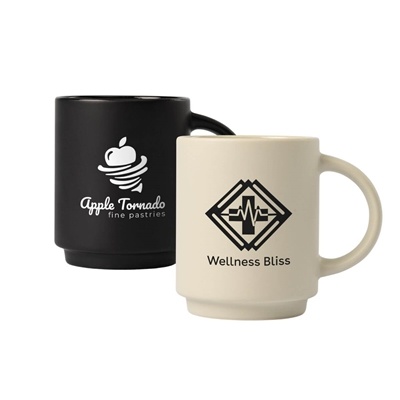 CafÃ© Duo 11 oz. Ceramic Mug & Bamboo Board Set | Custom Silk Screen Imprint Logo