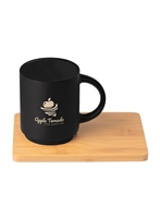 CafÃ© Duo 11 oz Ceramic Mug & Bamboo Board Set | Laser Engraved Corporate Gift