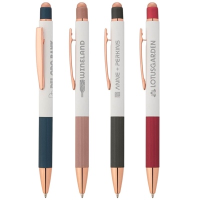 Custom Ridgecrest Rose Gold Pen | Stylus & Laser Engraving with Rubber Grip