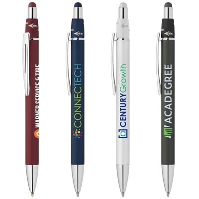 Orbit Spinner Chrome Metal Pen with Stylus | Custom Promotional Pen with Rotating Spinner