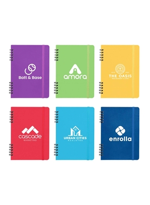 Jora A5 Spiral Notebook | Silk Screen Logo Recycled Leather Hard Cover