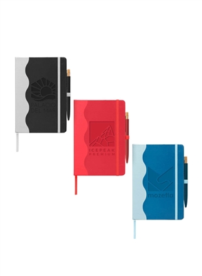 Grete Premium Eco A5 Journal & Pen Set | Recycled Wave Pattern Debossed Notebook