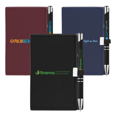 Custom Note Caddy & Tres-Chic Pen Set | Full-Color Logo for Corporate Promotions