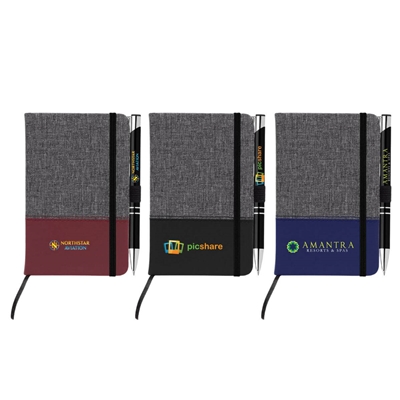 Custom Twain Notebook & Tres-Chic Pen Set | Full-Color Branding for Corporate Gifts