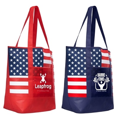 American Flag Non-Woven Tote Bag | Custom Silk Screen Printing