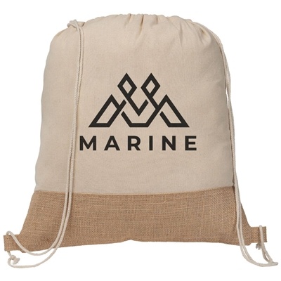 Custom Eco-Friendly Rio Recycled Cotton & Jute Drawstring Bag | Silk Screen Imprint