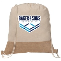 Rio Recycled Cotton Blend with Jute Drawstring Bag | Custom Heat Transfer Logo