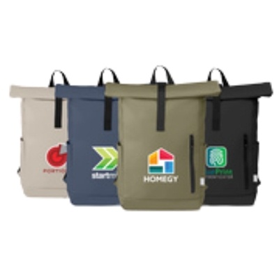 MalmÃ¶ RPET Waterproof 15" Laptop Rolltop Backpack | Heat Transfered Logo