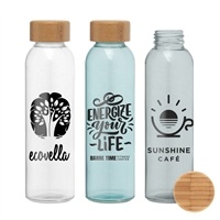 Alpine 17 oz. Glass Bottle with Bamboo Lid | Custom Silk Screen Print