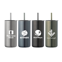 Borealis Recycled Stainless Steel Straw Tumbler - 16 oz | Custom Drinkware