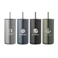 Borealis 16 oz Recycled Stainless Steel Straw Tumbler | Custom Laser Engraving