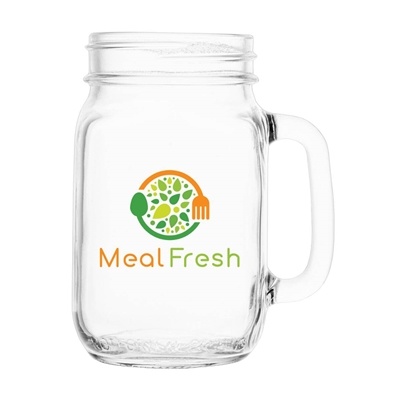 Root Handled Jar Glass 16 oz. | Custom Printed Glass for Branding & Promotions