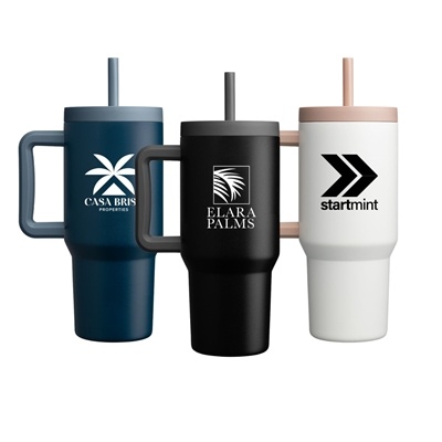 Grosche Aspen 32 oz Insulated Mug with Straw & Logo | Silk Screen Imprint
