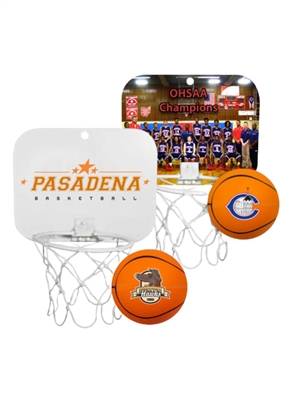 Mini Basketball Backboard with Foam Basketball | Custom One Color Imprint Promo Game
