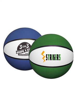 Colorful Full Size 29.5 Inch Rubber Basketball | 2 Color Imprint Custom Promotional Ball