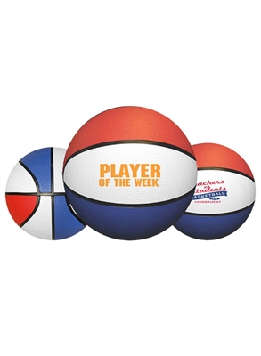 Mid-Size Red White Blue Basketball 7 Inch | Custom Full Color Promotional Ball